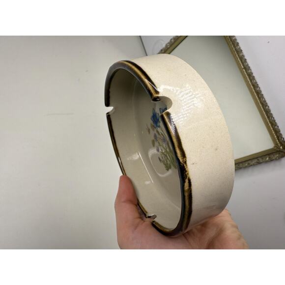 Vintage Otagiri Floral Ceramic Ashtray - Mid-Century Design, 3 slot Japan Stonew - Picture 5 of 10